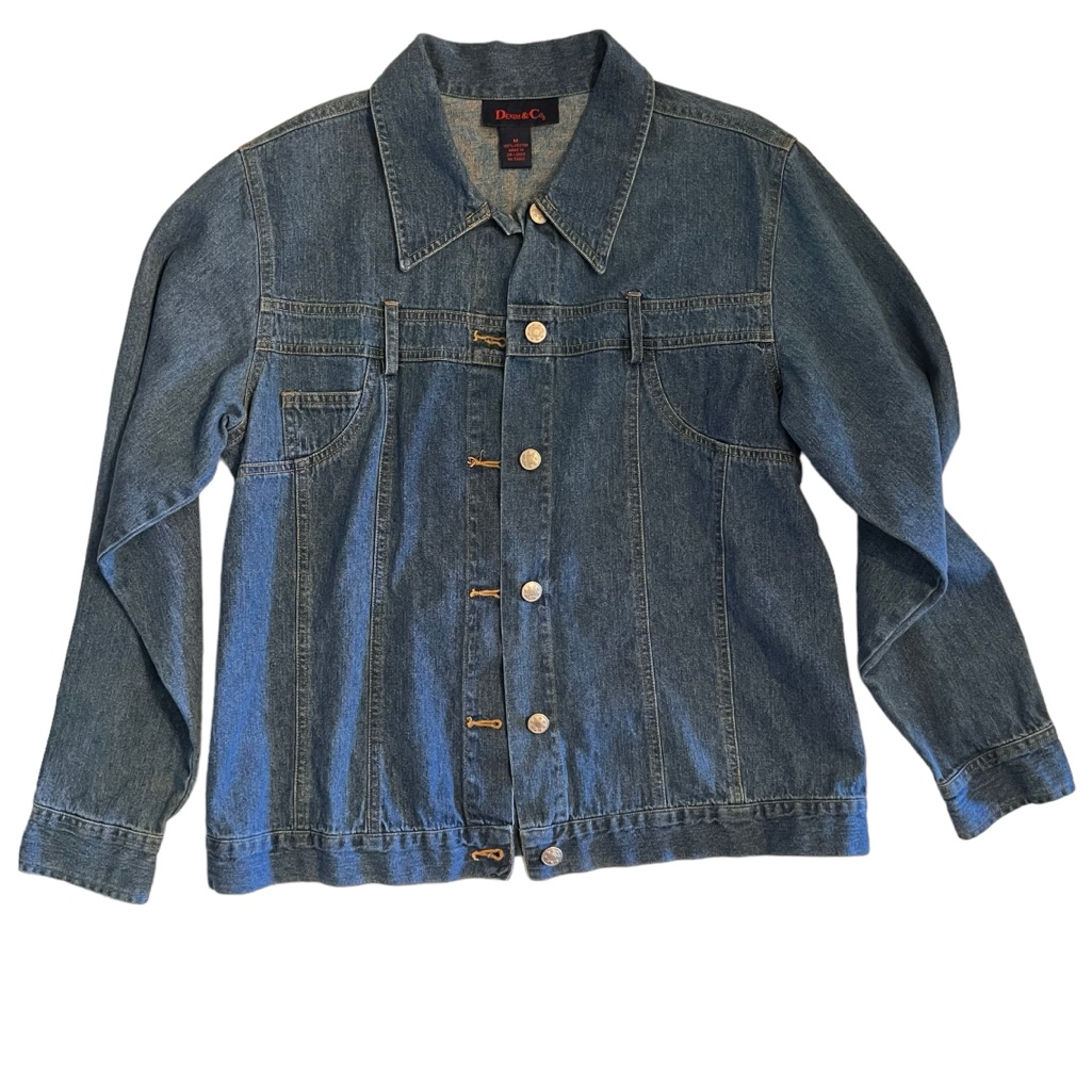 Denim & Co Women’s Medium Blue Wash Shacket Button Up Excellent Condition